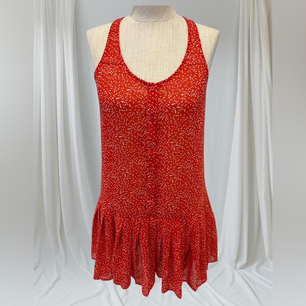 Hollister I Love H81 Red and White Polka Dot Ruffle Bottom Dress Sz S/P